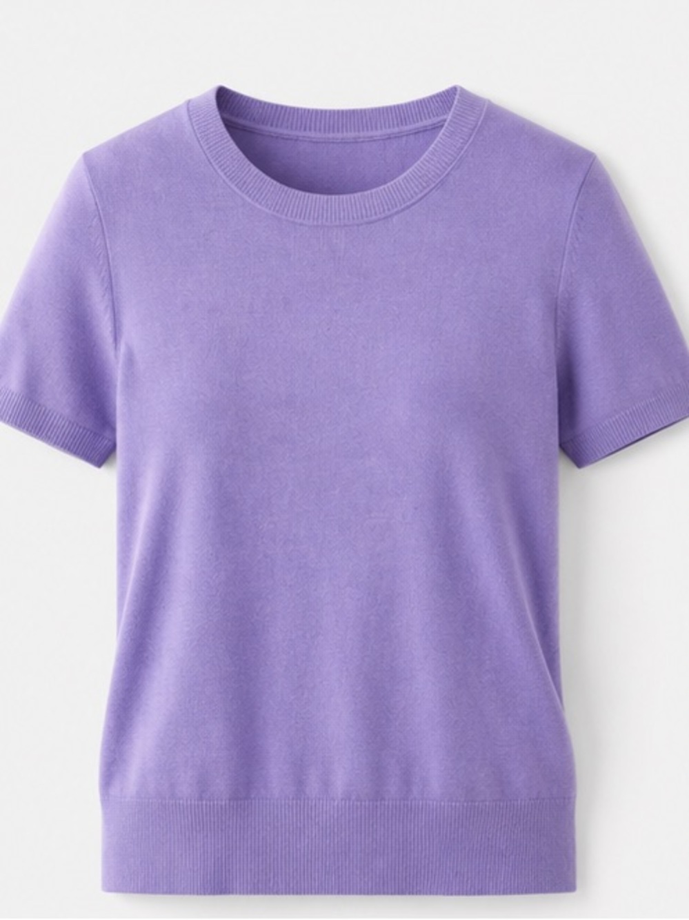 Lavender Short Sleeve Knit Sweater Top | Soft Minimalist Style